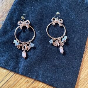 Betsey Johnson rose gold crystal charm earrings